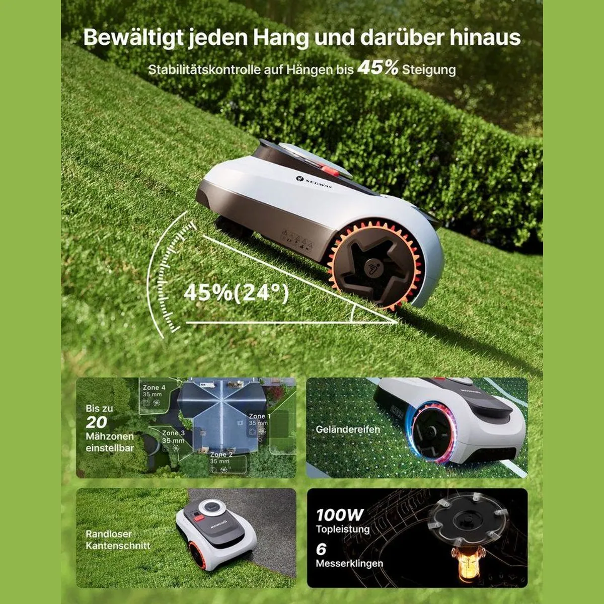 NAVIMOW i208 LiDAR Mähroboter, kabellos, bis 800 m² Rasenfläche, KI-gestützte Navigation 5