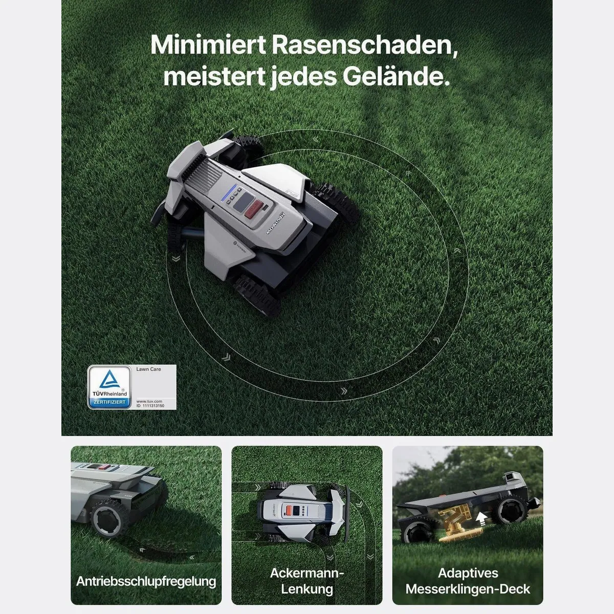 NAVIMOW X420 Mähroboter, 2000 m² Fläche, Zero-Turn AWD, 84 % Steigungen 2