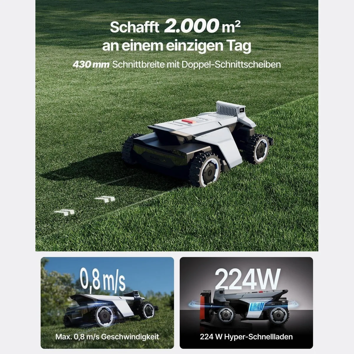 NAVIMOW X420 Mähroboter, 2000 m² Fläche, Zero-Turn AWD, 84 % Steigungen 5