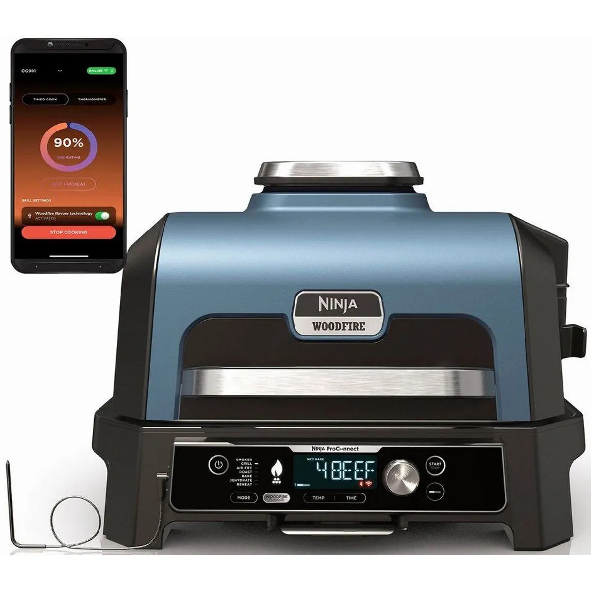 NINJA Woodfire Pro Connect XL, Grill & Smoker, mobile Steuerung, große Grillfläche, authentisches Aroma 3