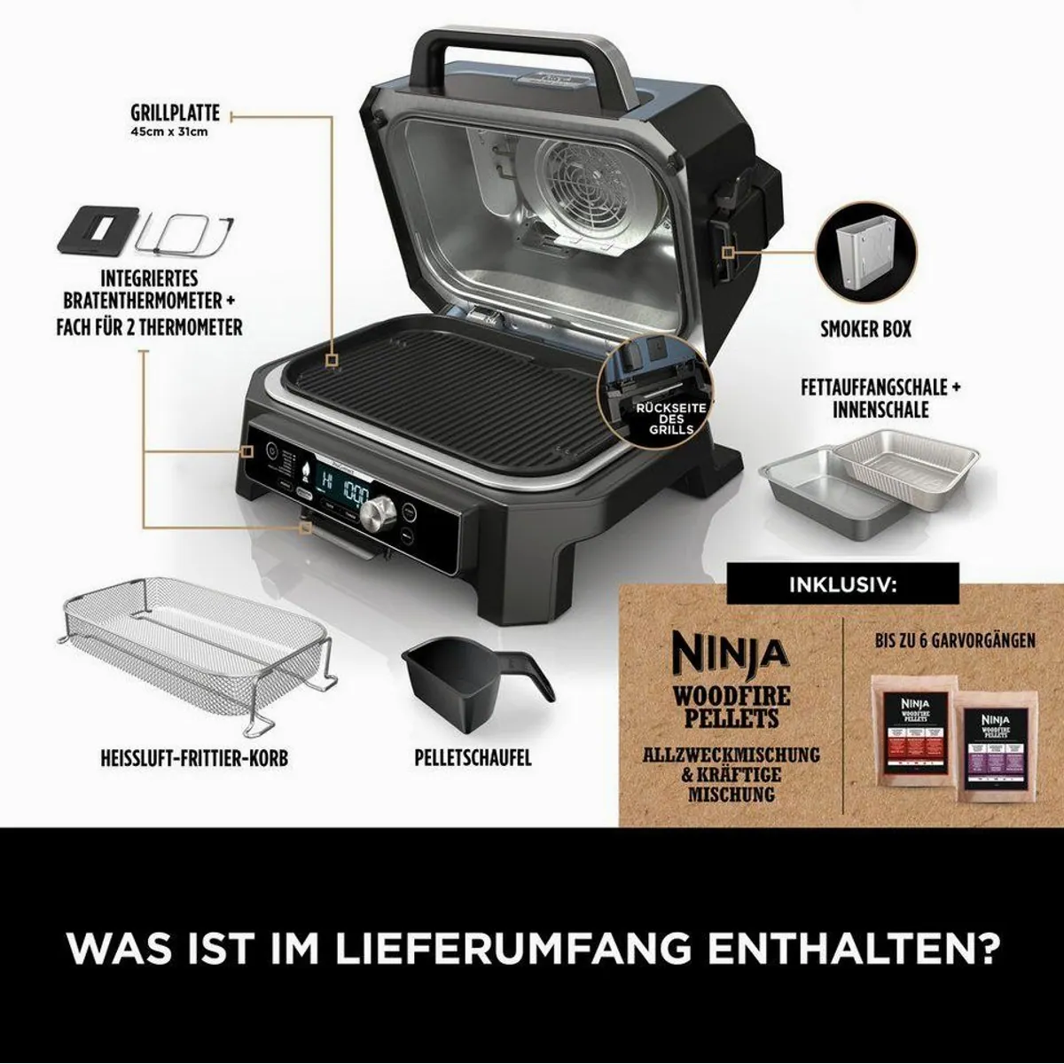 NINJA Woodfire Pro Connect XL, Grill & Smoker, mobile Steuerung, große Grillfläche, authentisches Aroma 4