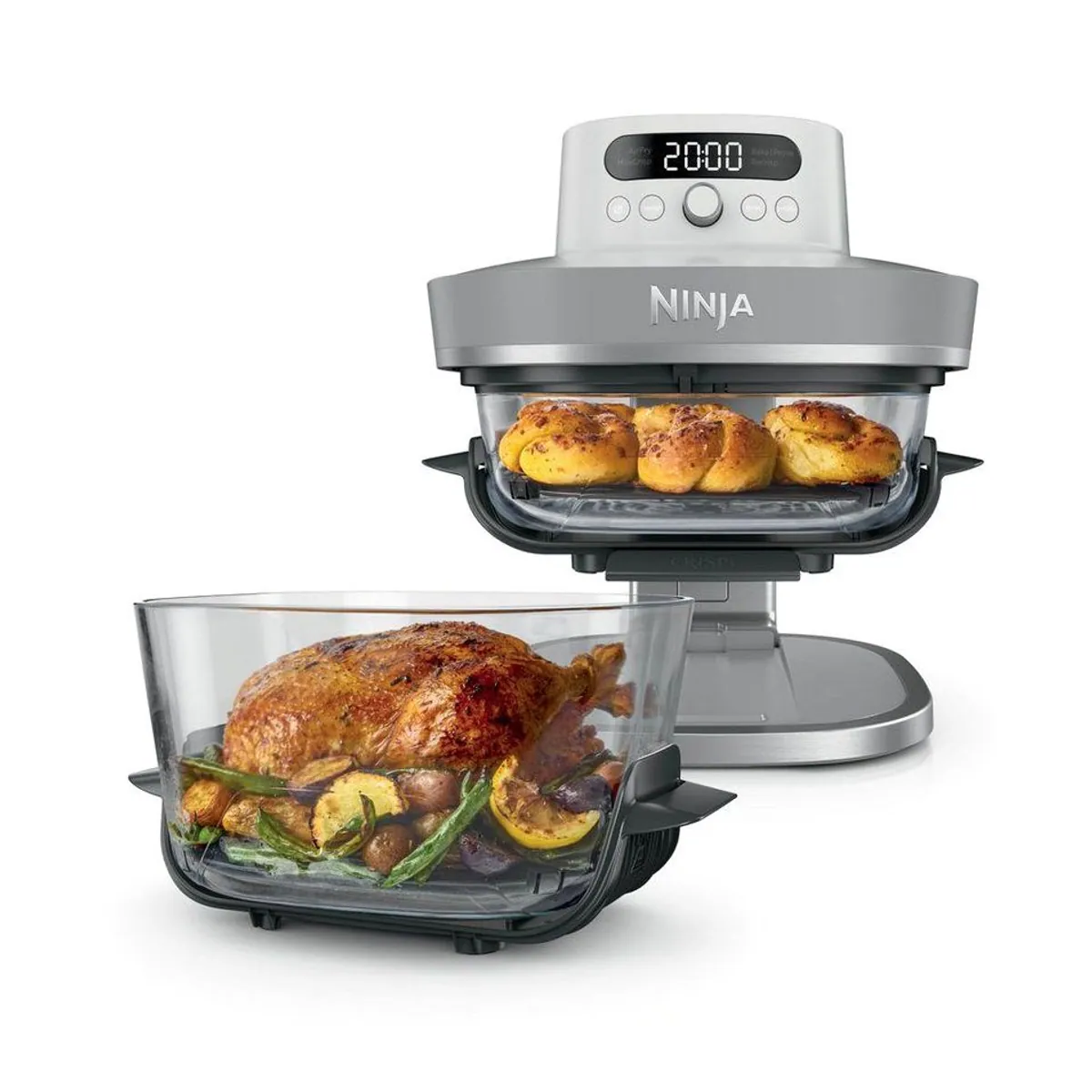 NINJA CRISPi PRO XL, 5,7 L Heißluftfritteuse, 5 Programme, Glasbehälter 2