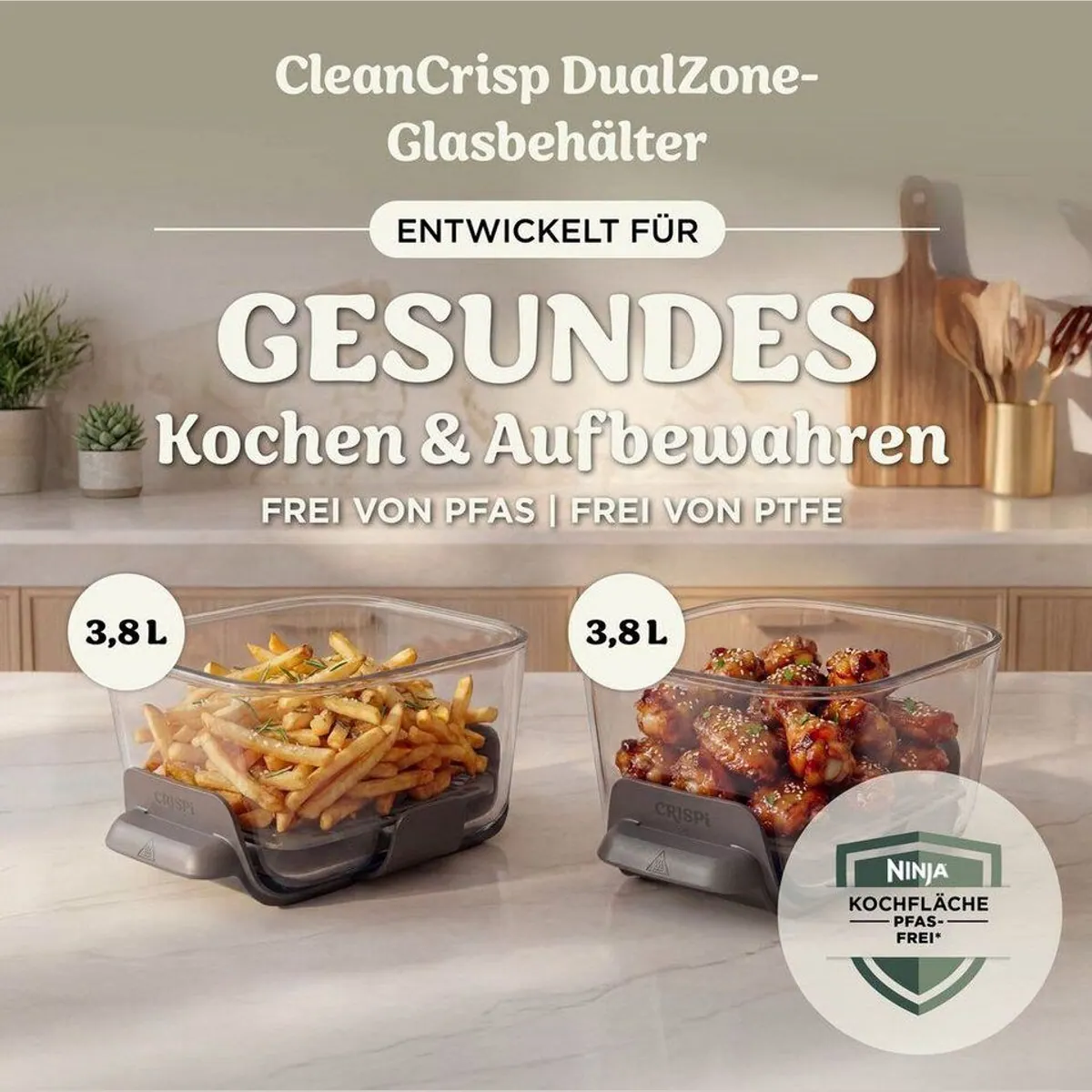 NINJA Heißluftfritteuse DD102EUIV2, doppelte Kochzone, 8 Funktionen 4