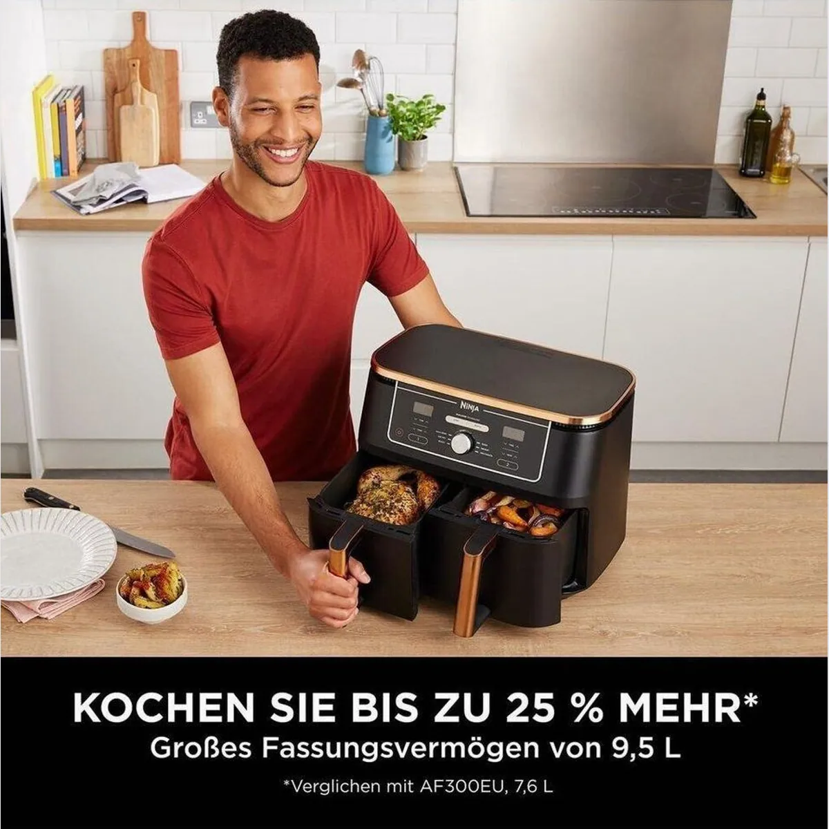 NINJA Heißluftfritteuse, 6-in-1, 9,5 Liter, Dual Zone 5