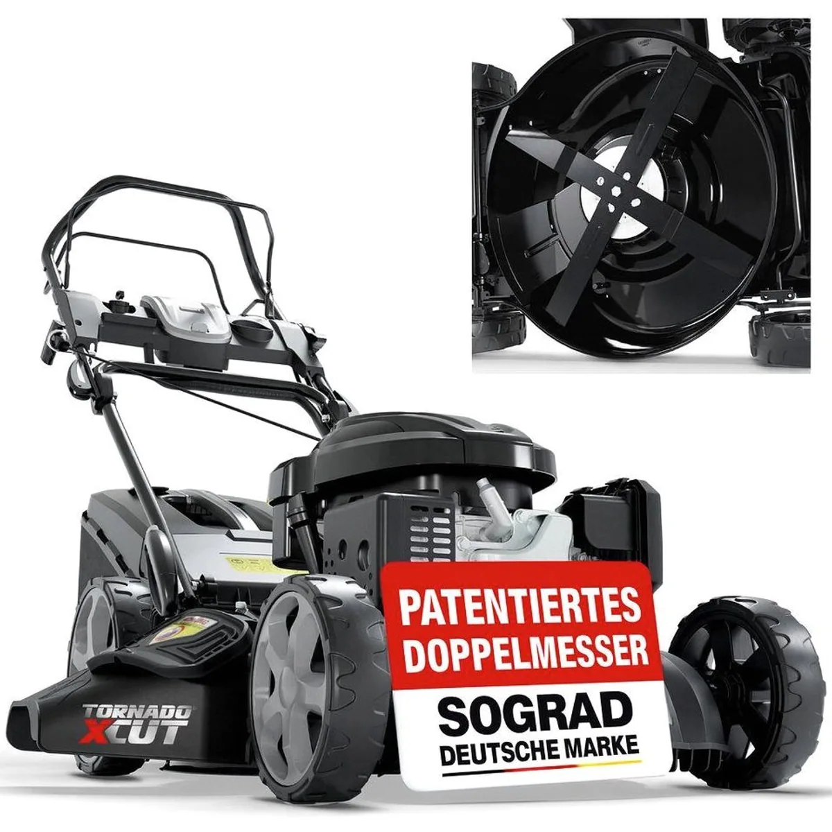 Onbest Tornado X-Cut Benzinrasenmäher, 5in1-Funktion, 6,5 PS — vielseitig und leistungsstark