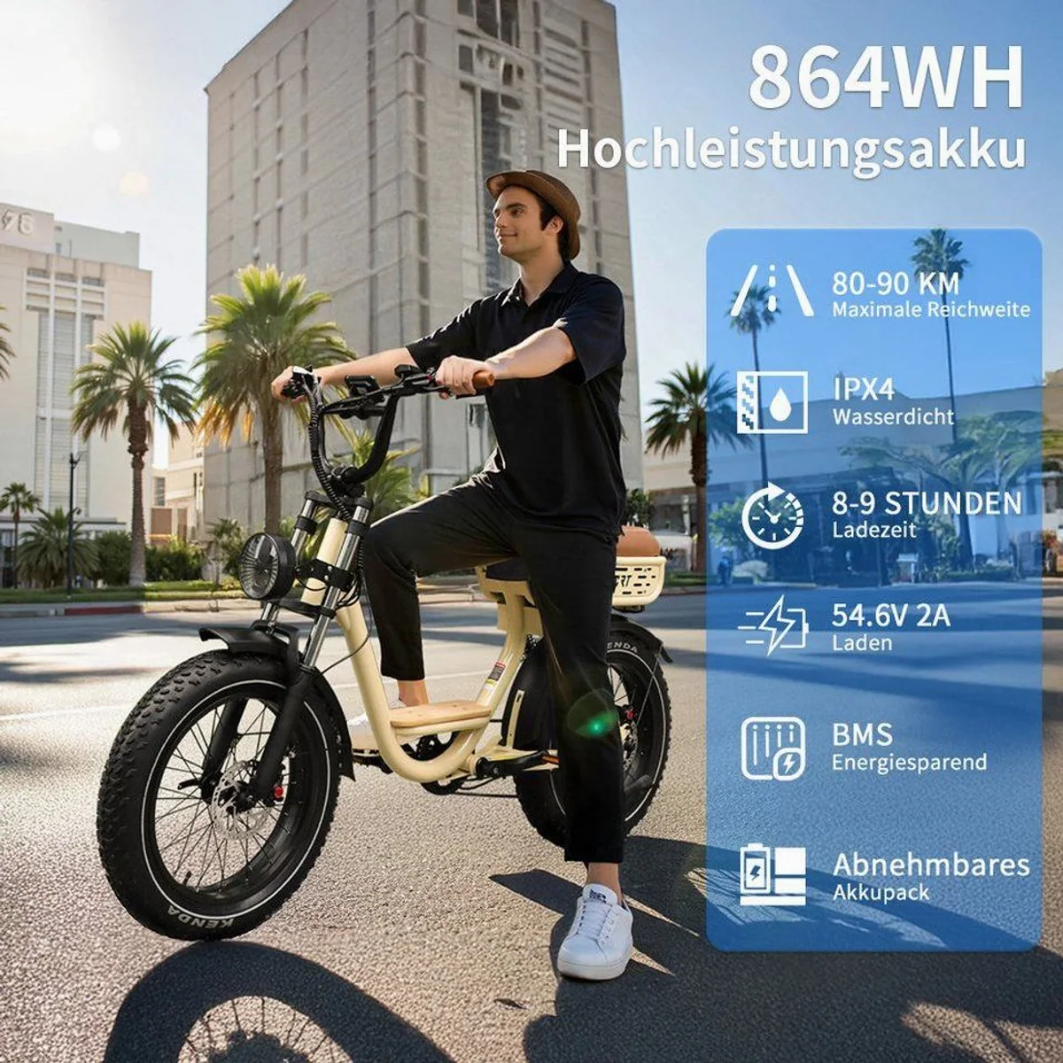 Onesport W77 E-Bike Cityrad, 250W Motor, 864Wh Akku, hydraulische Scheibenbremsen 5