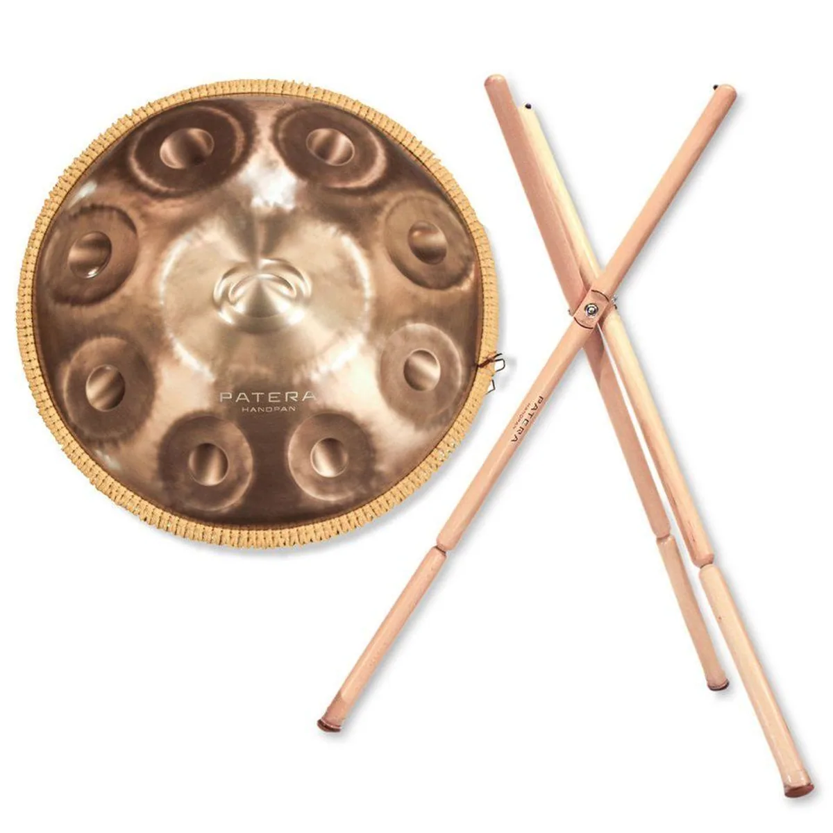 Patera Handpan HPDM-12 Compact, erweiterte Klangpalette, handgefertigt — Set mit Ständer