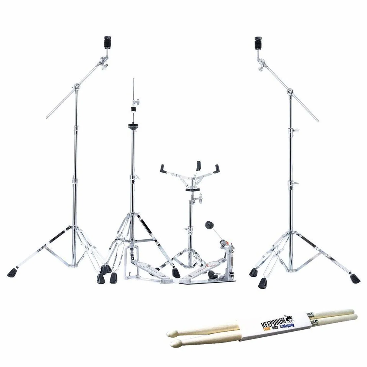 Pearl HWP-834 Hardware Set, 5-teilig, robuste Bauweise, inklusive Schlagzeugstöcke