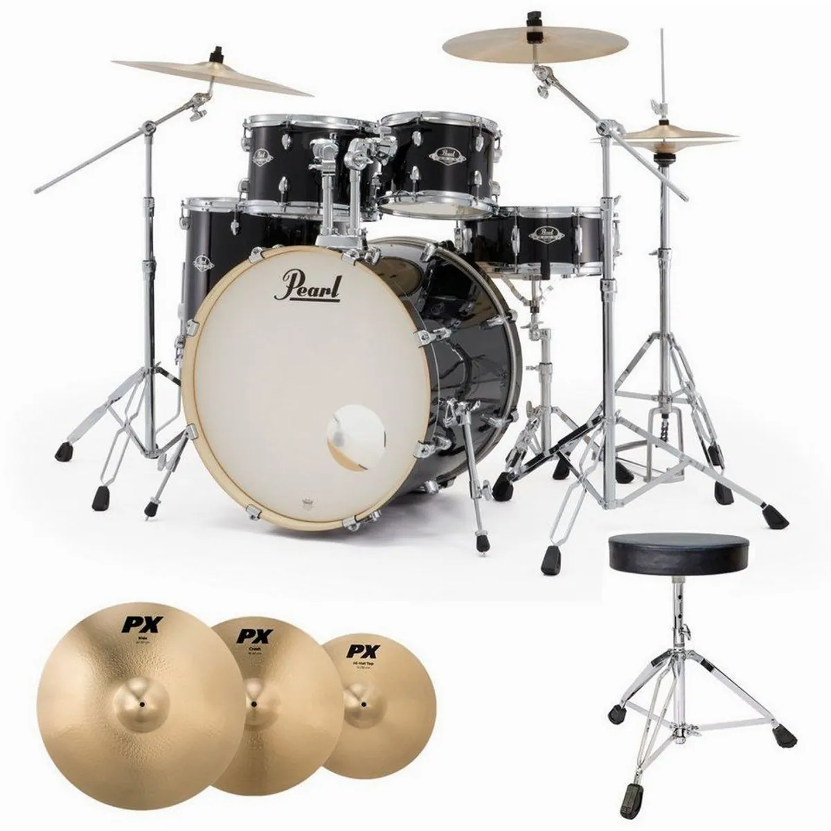 Pearl Drums Export EXX725SZ/C31 Drumset, Komplettset mit Becken und Hocker