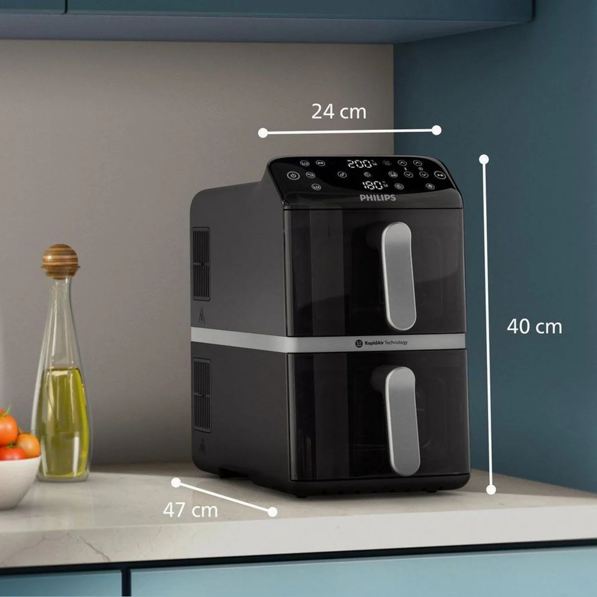 Philips NA461/00 Doppel-Heißluftfritteuse, 10 l Fassungsvermögen, digitale Steuerung 2