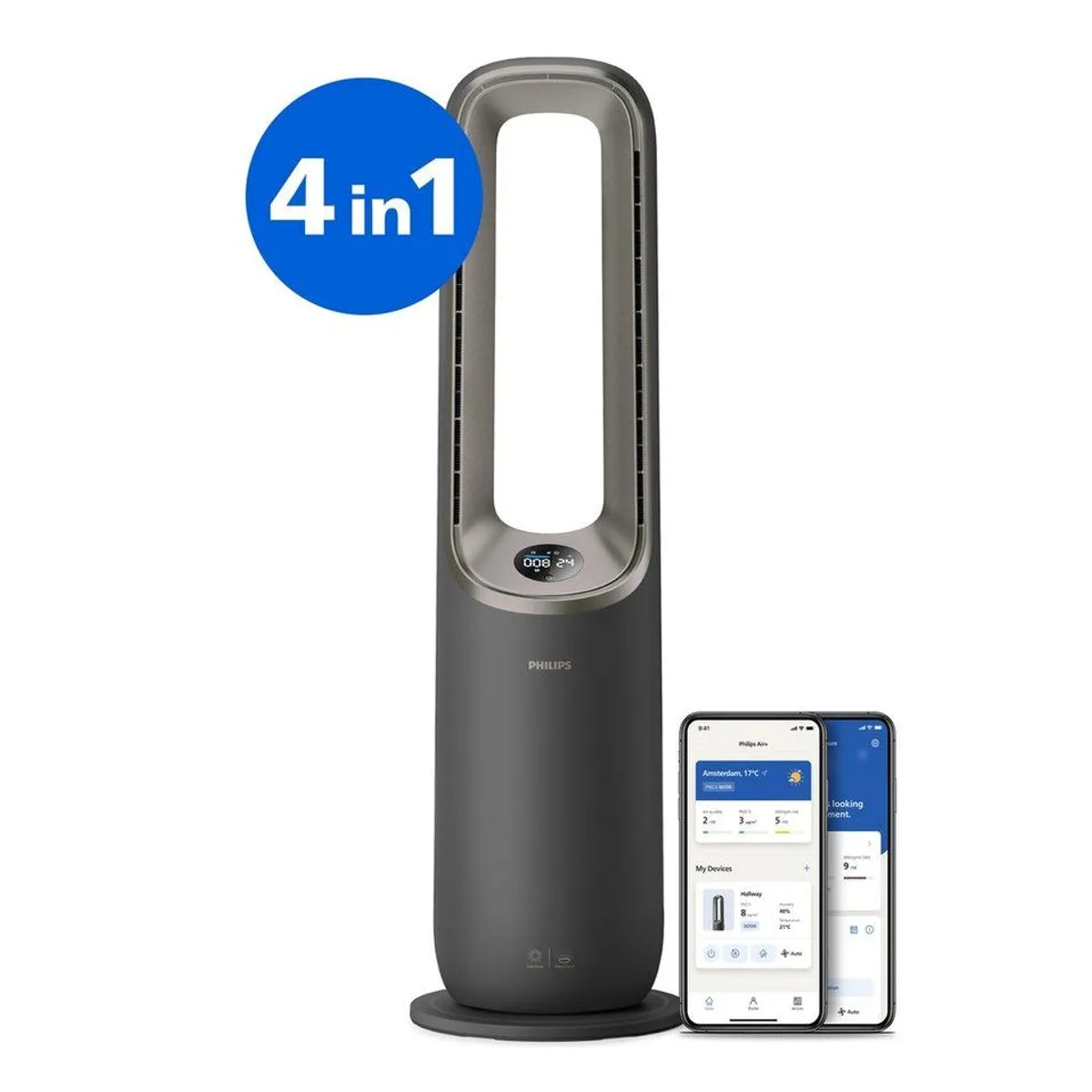 Philips AMF970/10 AirPerformer, 4-in-1 Luftreiniger für 48 m² — Reinigen, Kühlen, Heizen & Befeuchten