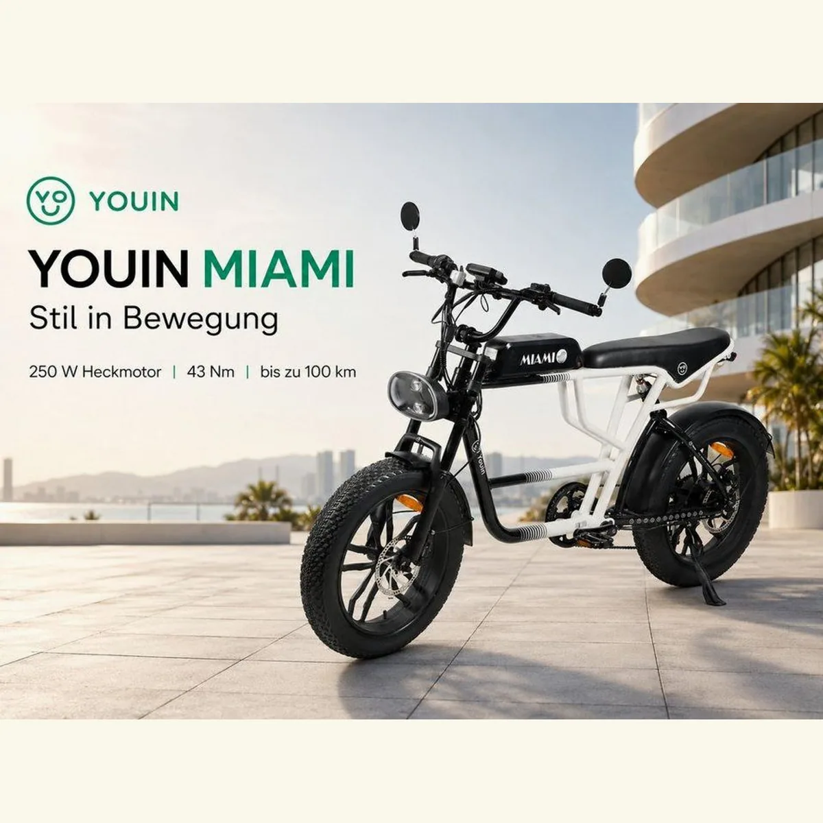 PixelPilot E-Bike Youin Miami 20 Zoll Fatbike, bis 100 km Reichweite, Shimano 7-Gang, Vollfederung 2