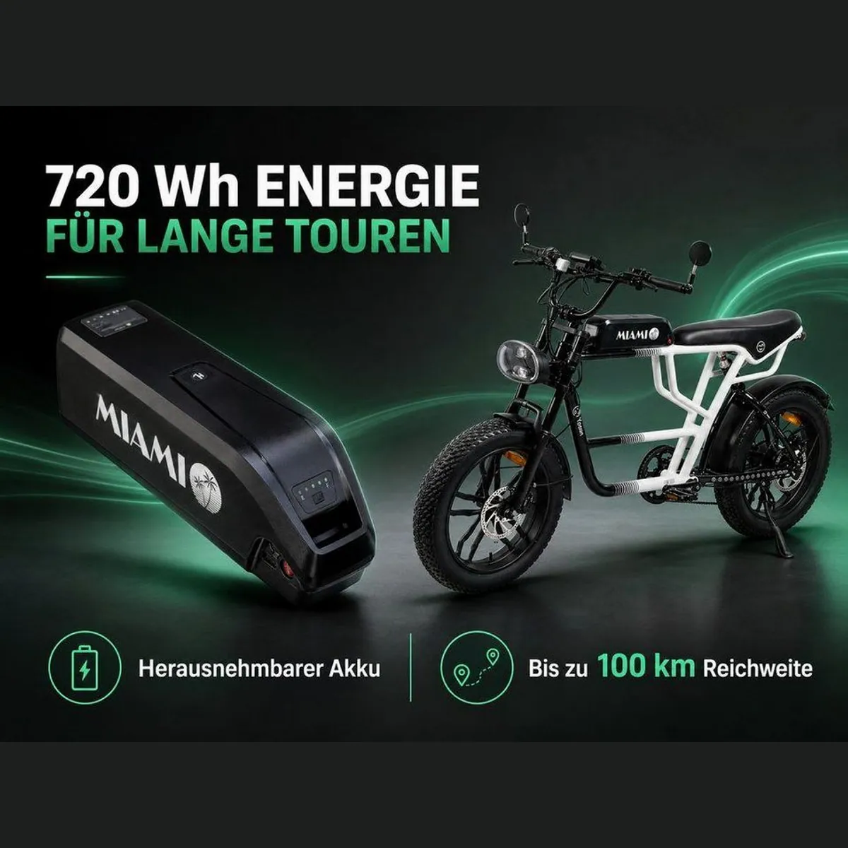 PixelPilot E-Bike Youin Miami 20 Zoll Fatbike, bis 100 km Reichweite, Shimano 7-Gang, Vollfederung 3