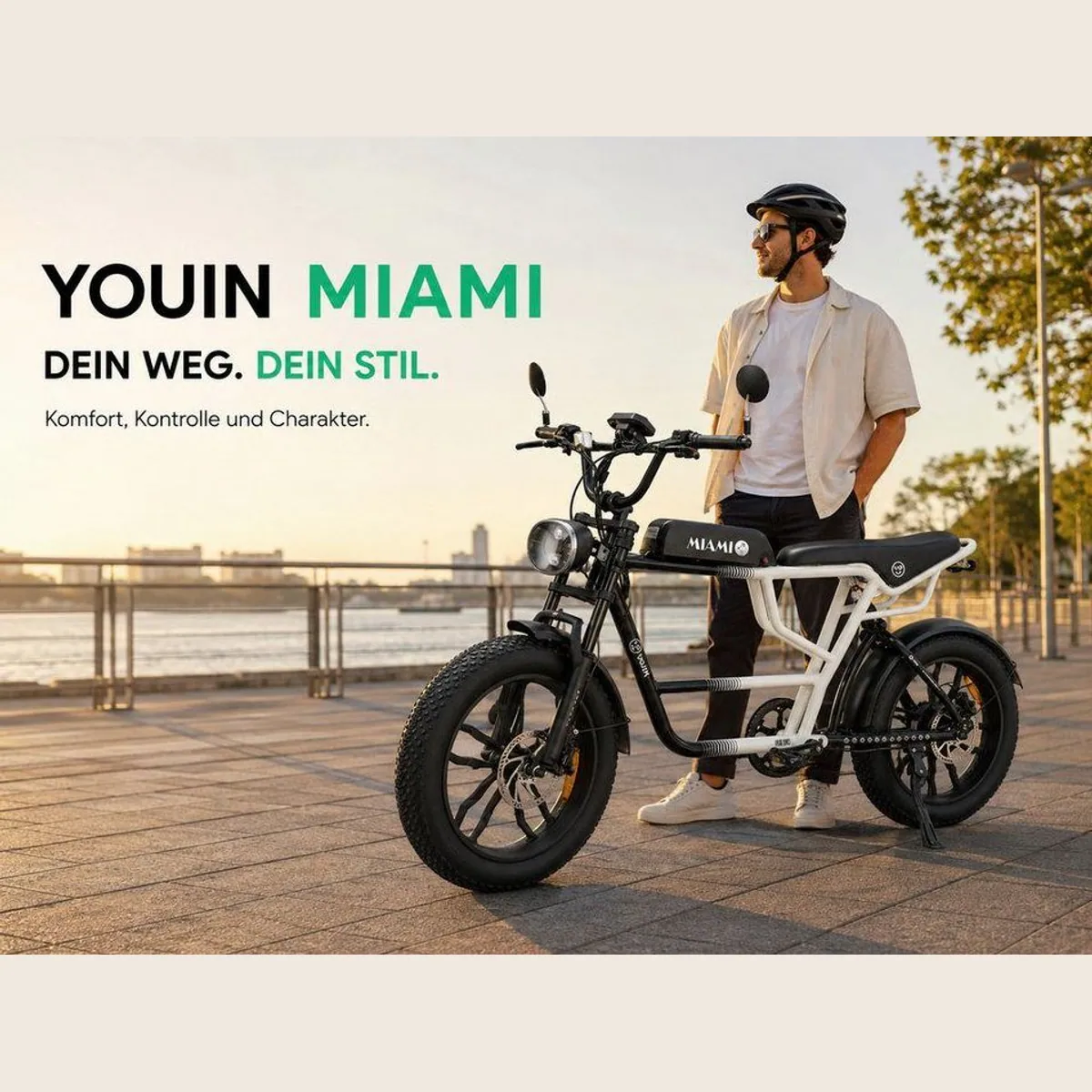 PixelPilot E-Bike Youin Miami 20 Zoll Fatbike, bis 100 km Reichweite, Shimano 7-Gang, Vollfederung 4