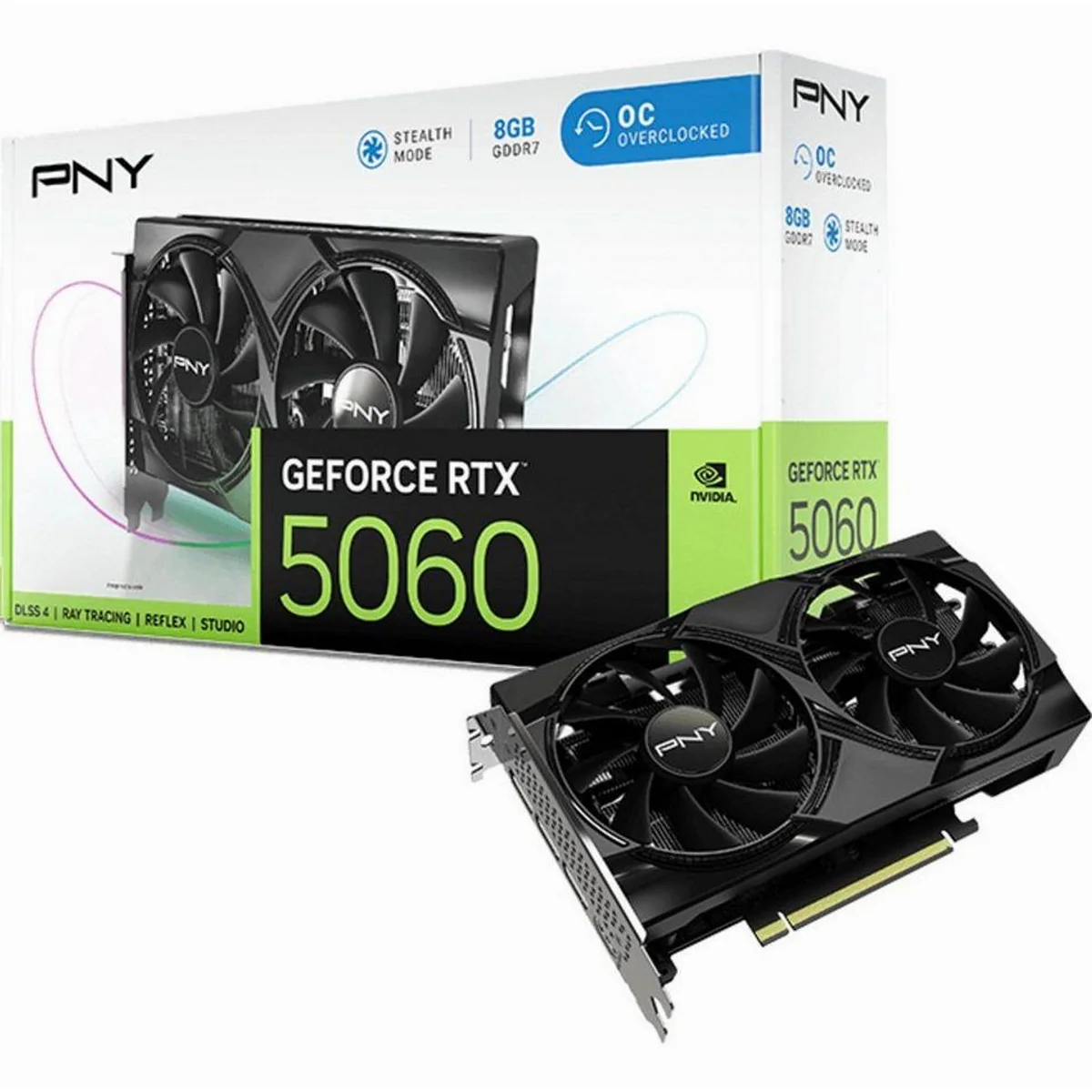 PNY GeForce RTX 5060 Dual Fan OC, 8 GB GDDR7, 3x DisplayPort, HDMI 2.1