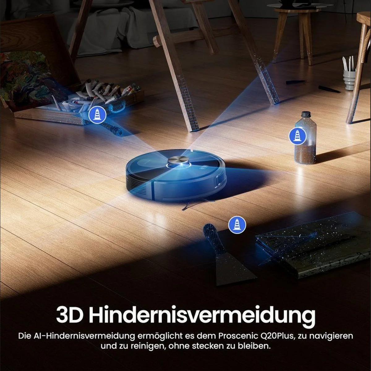 Proscenic Q20 Plus Saugroboter, 4-in-1 Reinigung, KI-Hinderniserkennung, Ultra-leise 3
