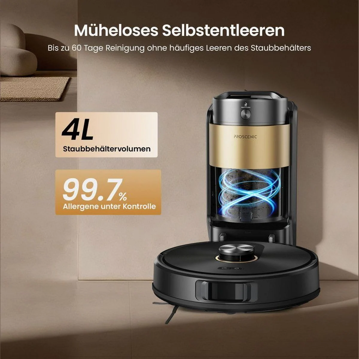 Proscenic Q20 Plus Saugroboter, 4-in-1 Reinigung, KI-Hinderniserkennung, Ultra-leise 5
