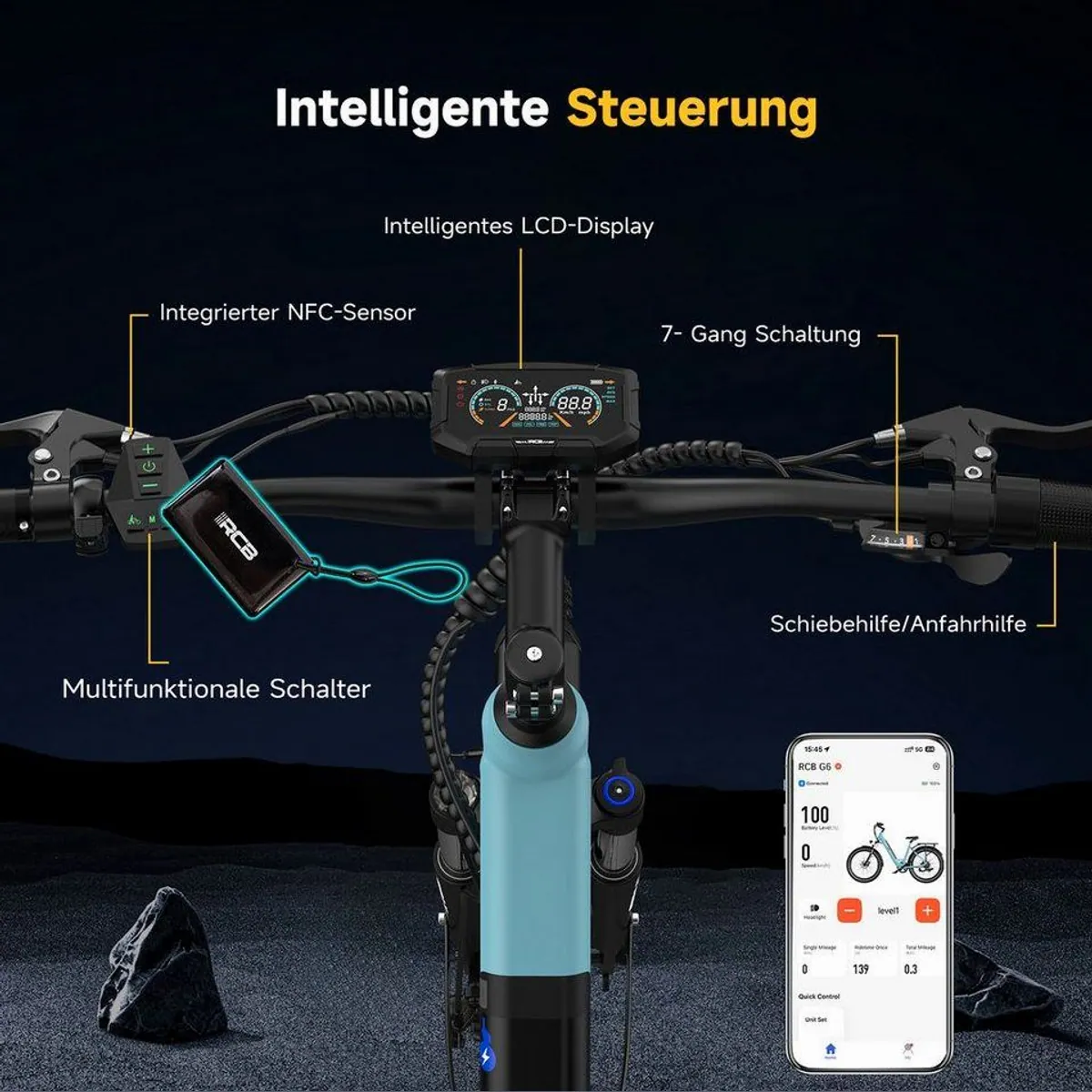 RCB E-Bike Pedelec G6, 27,5 Zoll, 80-120 km Reichweite, 350 W Motor 3