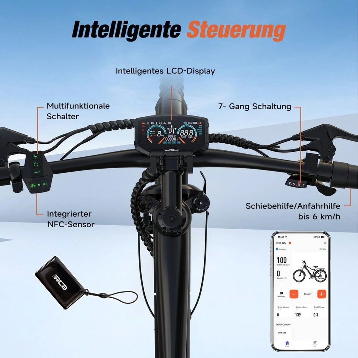 RCB E-Bike Pedelec G5, kraftvoller Motor, 7-Gang-Schaltung, integrierter Akku 5