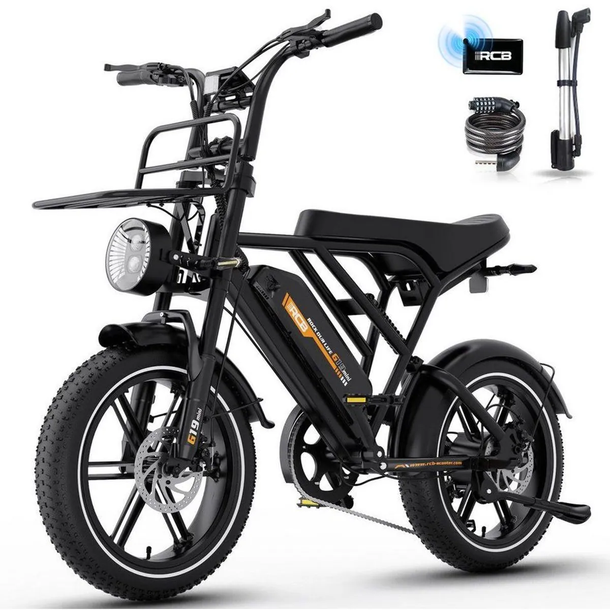 RCB G19 mini Elektrofahrrad, 16 Zoll, hohe Reichweite, kraftvoller Heckmotor