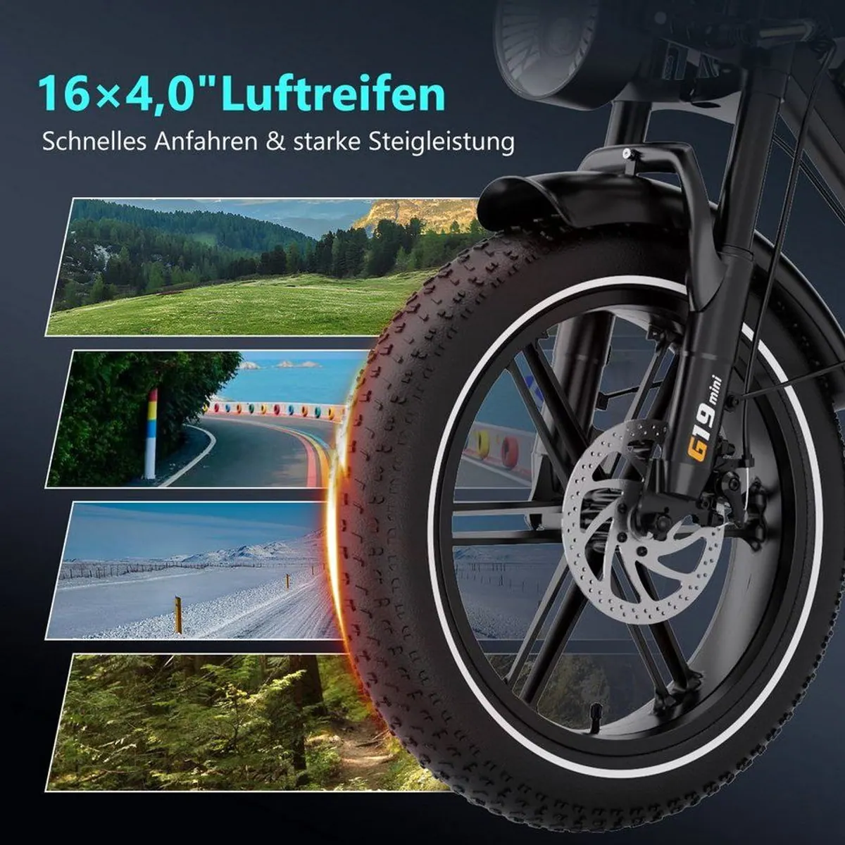 RCB G19 mini Elektrofahrrad, 16 Zoll, hohe Reichweite, kraftvoller Heckmotor 2