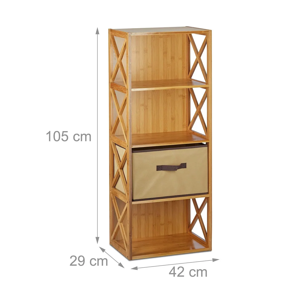 relaxdays Standregal 2x Regal Bambus, platzsparend mit Korb — ideal für Bad, Küche, Flur 4