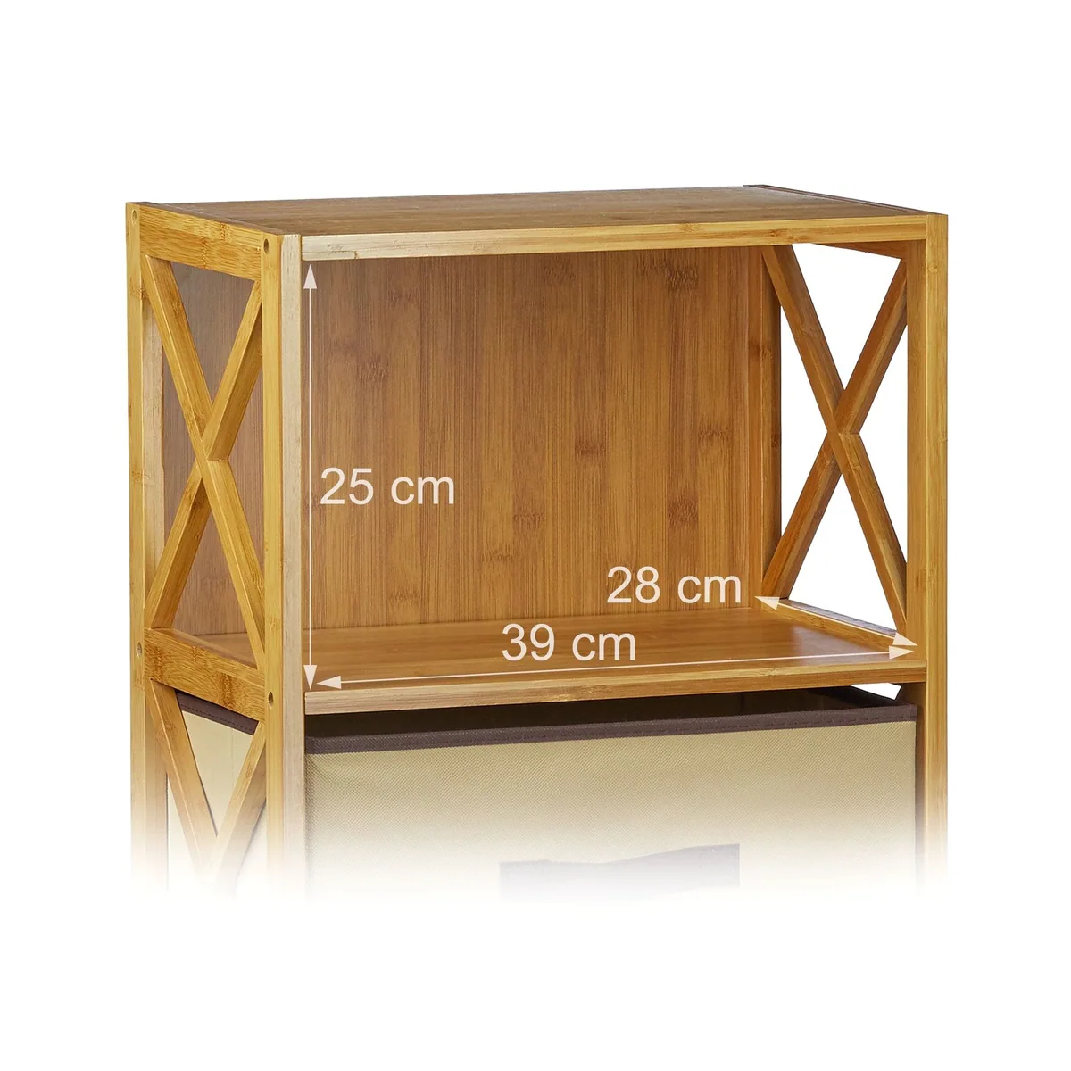 relaxdays Standregal 2x Regal Bambus, platzsparend mit Korb — ideal für Bad, Küche, Flur 5