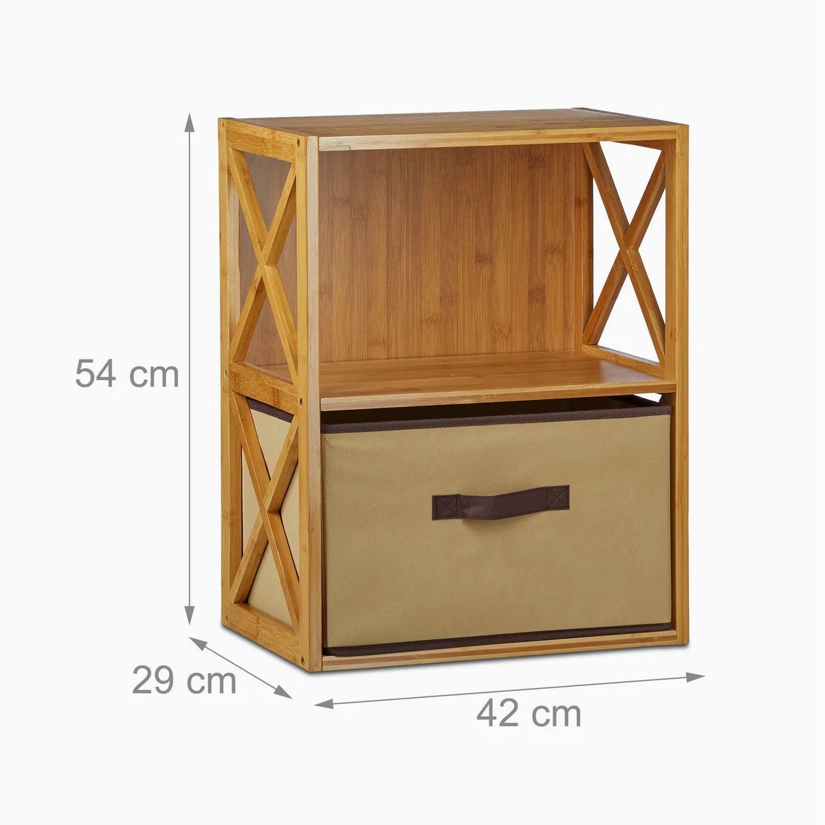 relaxdays Standregal 3x Regal aus Bambus, platzsparend, mit Faltkorb 4