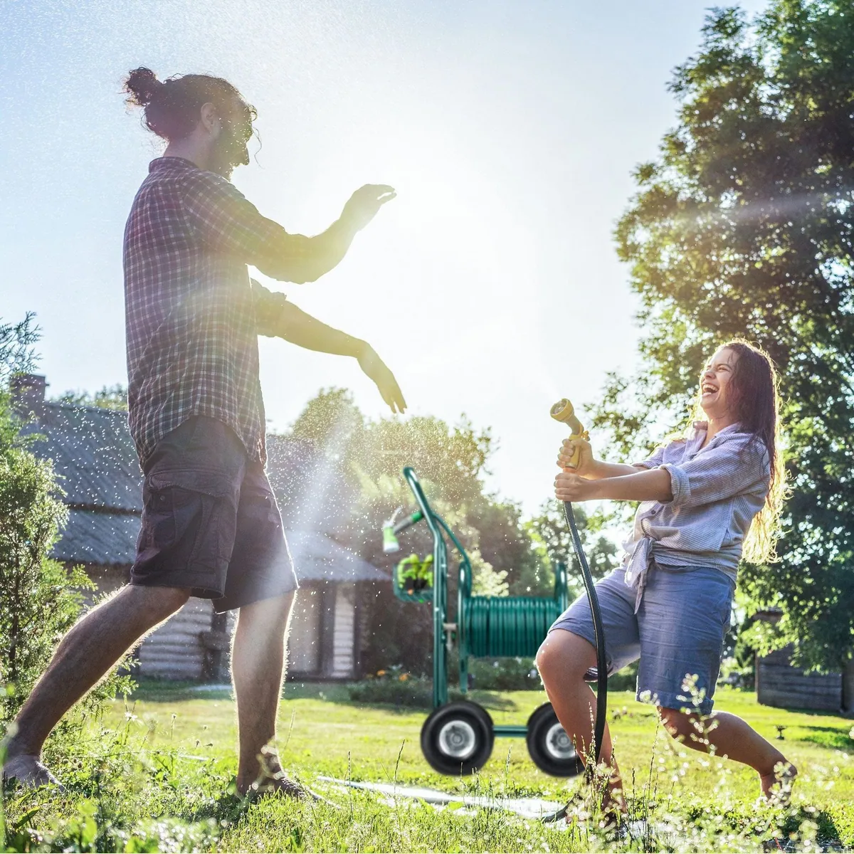 relaxdays Schlauchwagen 4 Räder, manuell bedienbar, für bis zu 90 m Schlauch 3