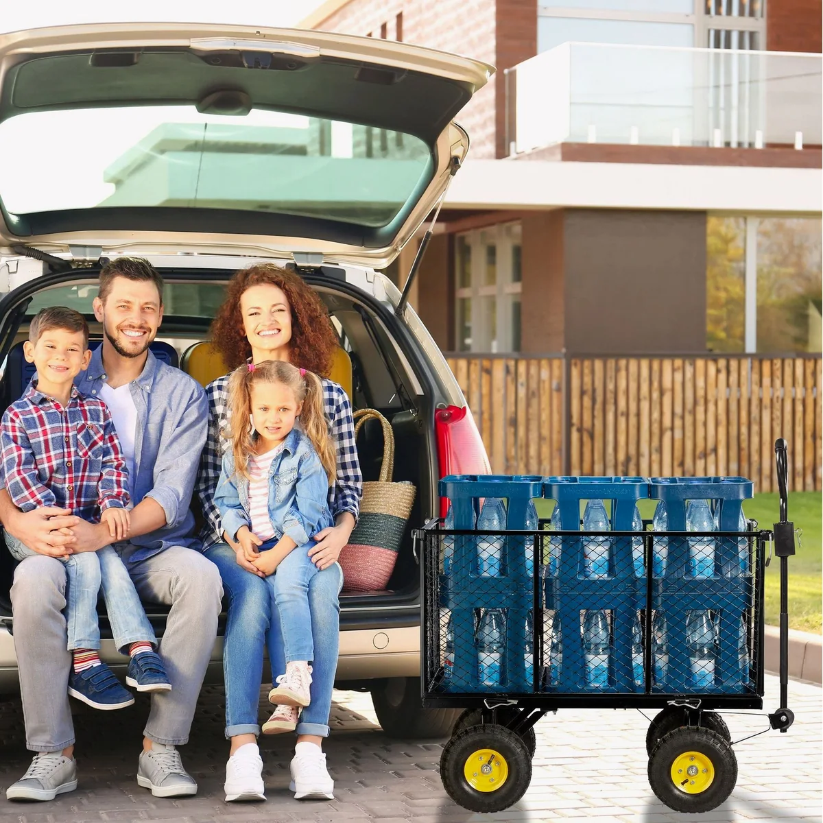 relaxdays Bollerwagen, hoher Handwagen für vielseitige Transporte — 500 kg Traglast, klappbare Seitenteile, herausnehmbare Innenplane 2