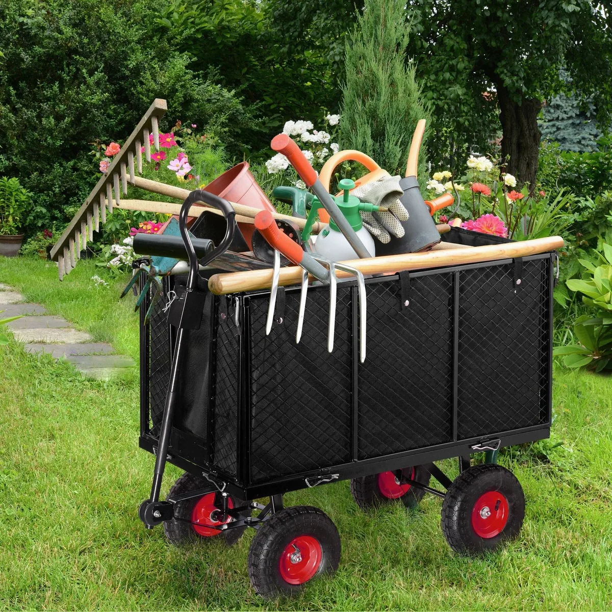 relaxdays Bollerwagen, hohe Traglast, klappbare Seitenteile 2