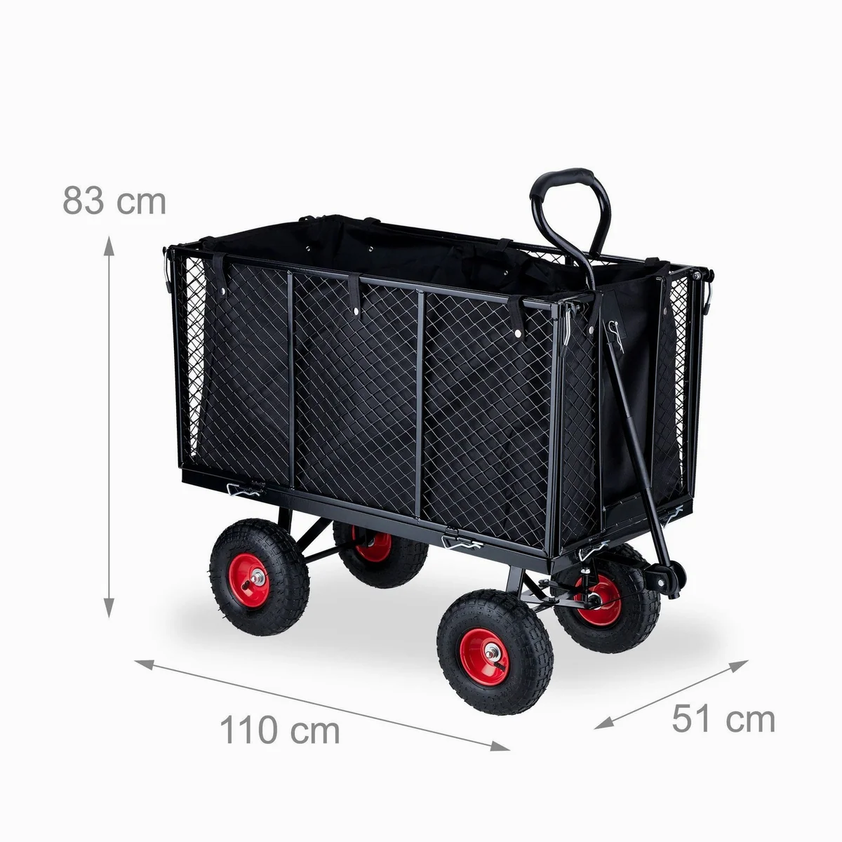 relaxdays Bollerwagen, hohe Traglast, klappbare Seitenteile 4