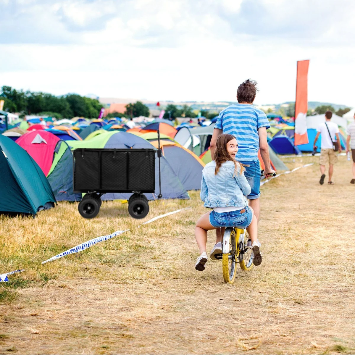 relaxdays Bollerwagen, flexibler Handwagen für Garten und Transport — klappbare Seitenteile, hohe Traglast, abnehmbare Innenplane 5