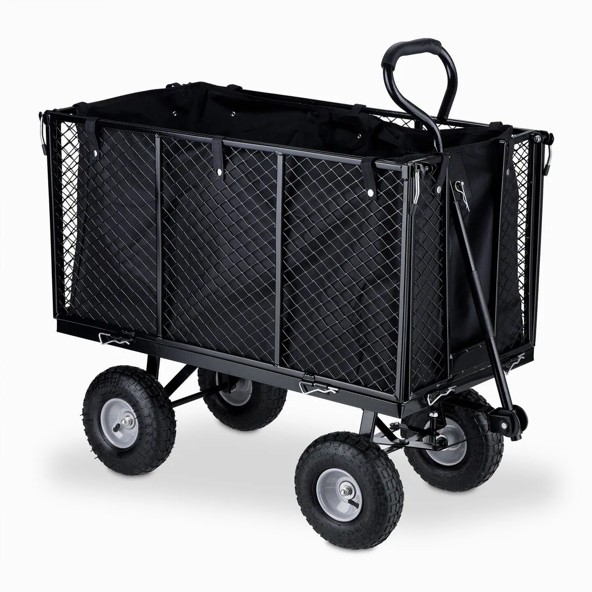 relaxdays Bollerwagen, hoher Handwagen, klappbare Seitenteile, hohe Traglast