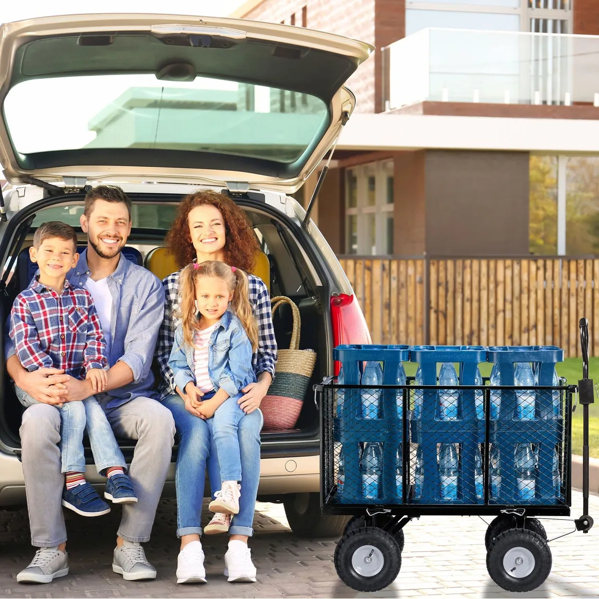 relaxdays Bollerwagen, hoher Handwagen, klappbare Seitenteile, hohe Traglast 3