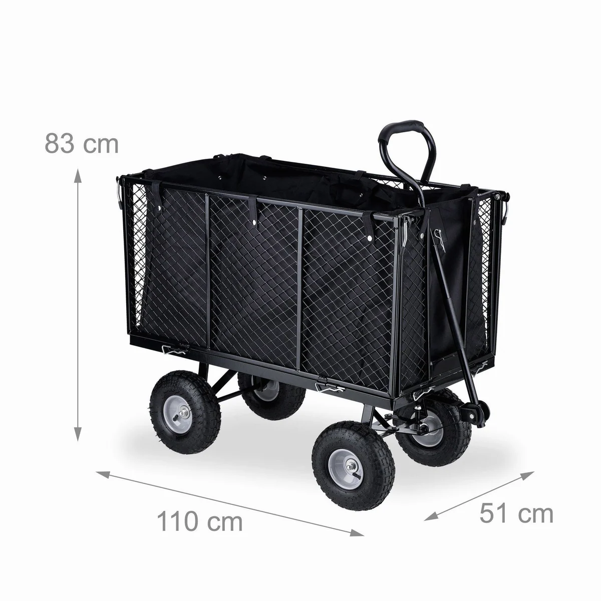 relaxdays Bollerwagen, hoher Handwagen, klappbare Seitenteile, hohe Traglast 4
