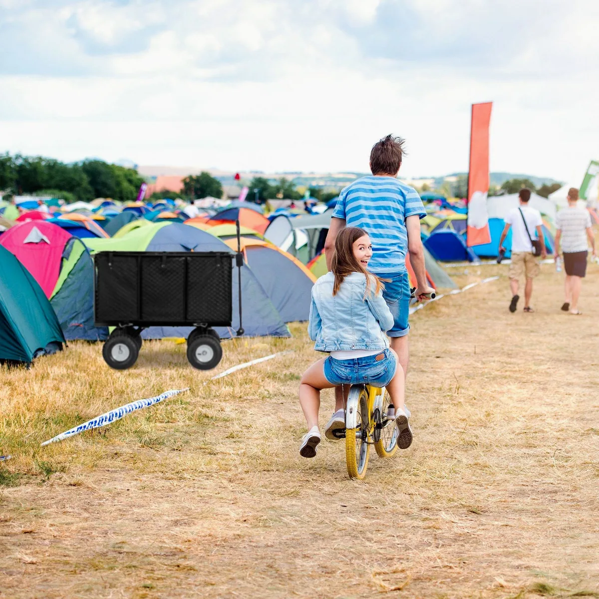 relaxdays Bollerwagen, hoher Handwagen, klappbare Seitenteile, hohe Traglast 5