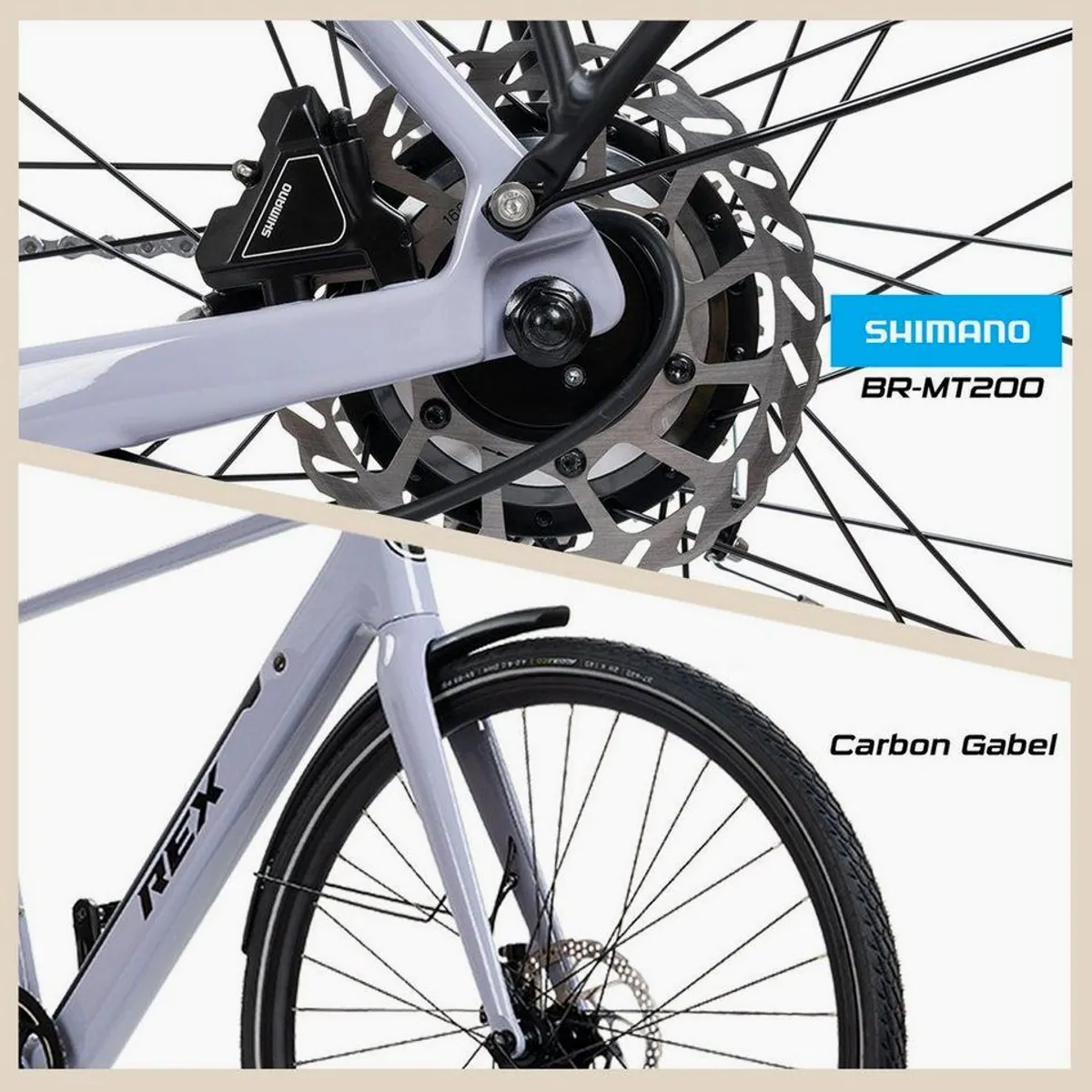 REX E-Trekkingrad, 17 kg Carbonrahmen, 10-Gang Shimano, bis 120 km Reichweite 4
