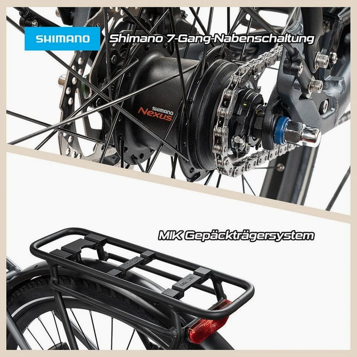 REX Commuter+ E-Bike, 28 Zoll, 7-Gang Nexus, Mittelmotor, 468 Wh 5
