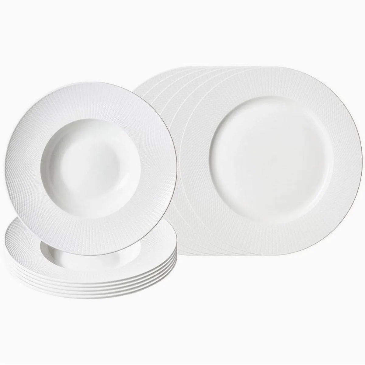 Ritzenhoff Saphir Pizza- und Pasta-Set, 12-teilig, stilvolles Porzellan-Design