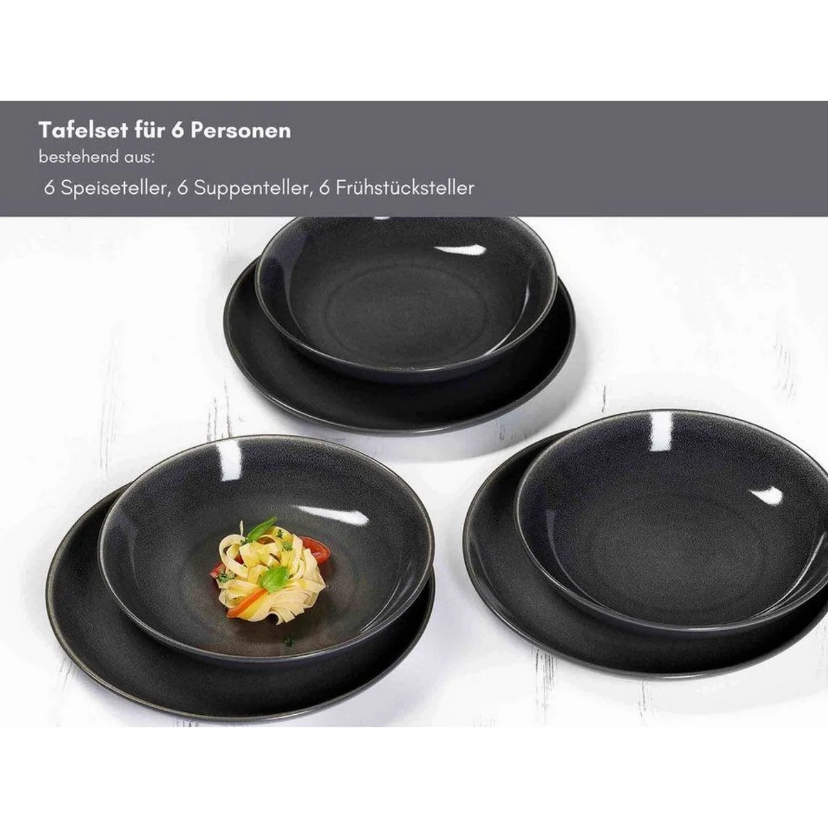 Ritzenhoff Toledo Teller-Set, 18-teilig, für 6 Personen, Steinzeug 4
