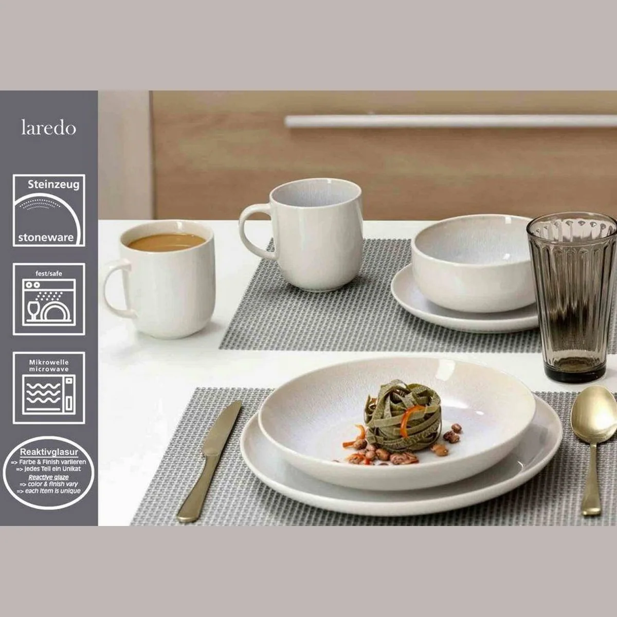 Ritzenhoff Laredo Kombiservice, 16-teilig, für 4 Personen — minimalistisches Design, spülmaschinenfest, Steinzeug 2