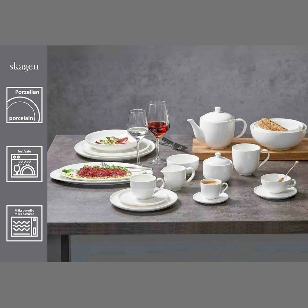 Ritzenhoff Skagen Kombiservice, 16-teilig, Porzellan — schlichtes Design, spülmaschinenfest, für 4 Personen 2
