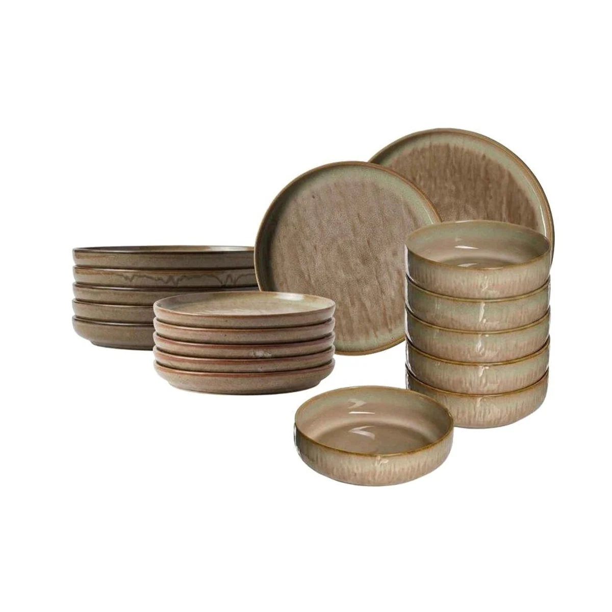 Ritzenhoff Tortosa Teller-Set, 18-teilig, einzigartiges Steingut-Design
