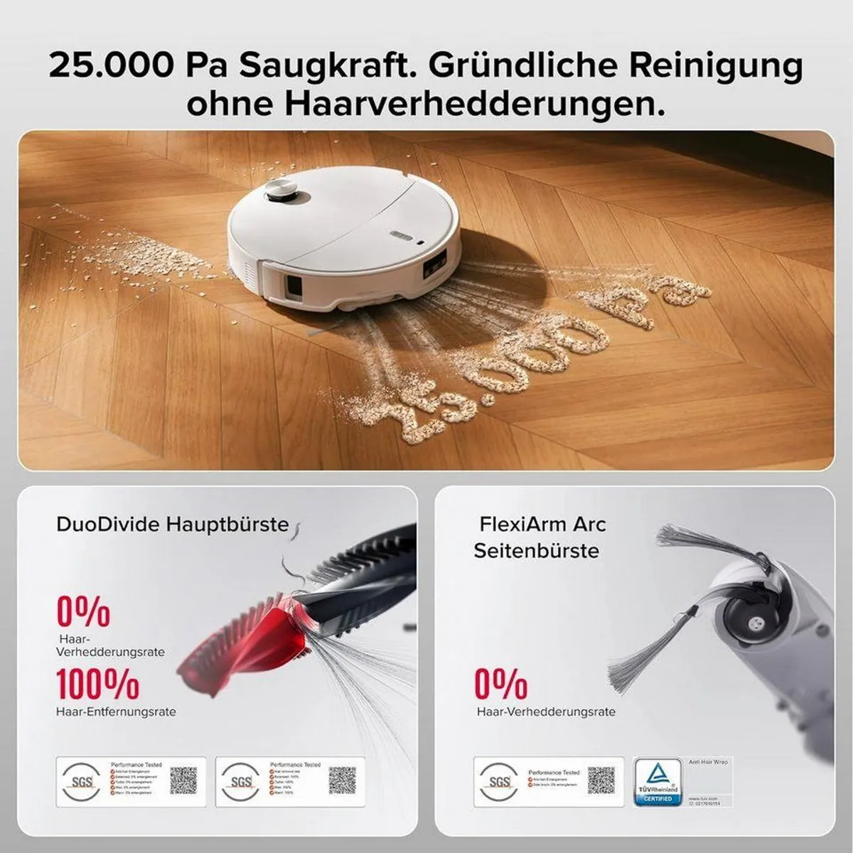 Roborock Qrevo Curv 2 Pro, 25000 Pa Saugkraft, 100°C Heißwasser-Mopp, Dual Anti-Tangle-System 2