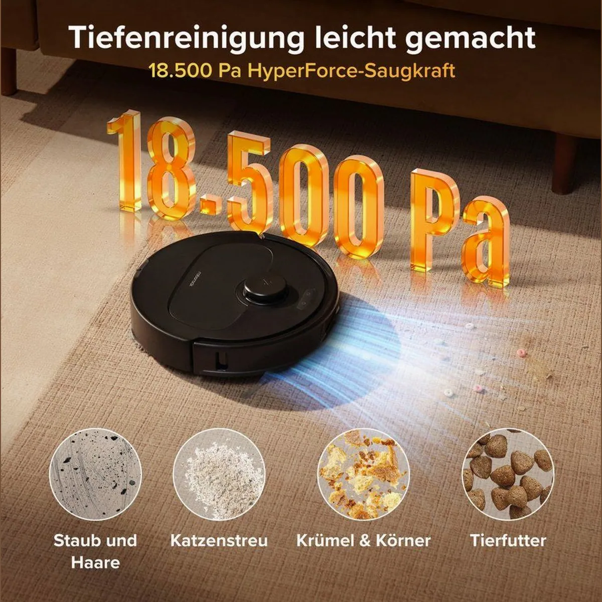 Roborock S Pro Saugroboter, 18.500 Pa Saugkraft, intelligente Wischfunktion, Anti-Tangle-System 3