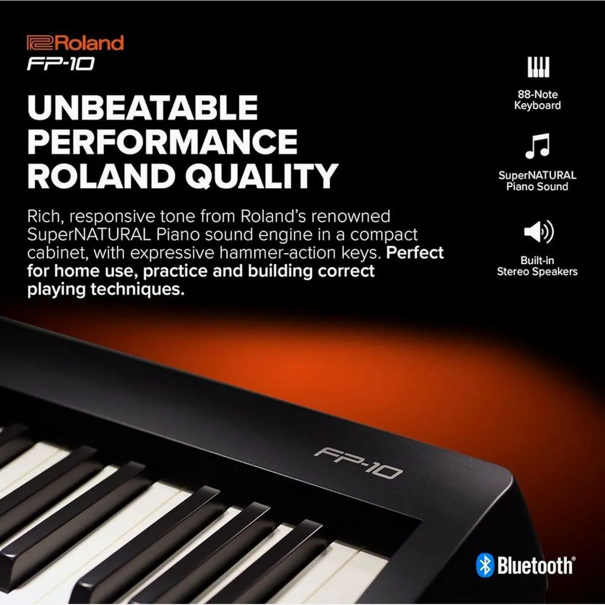 Roland FP-10 Digital Piano, authentisches Spielgefühl, kompakte Bauweise, integrierte Lernfunktionen 4
