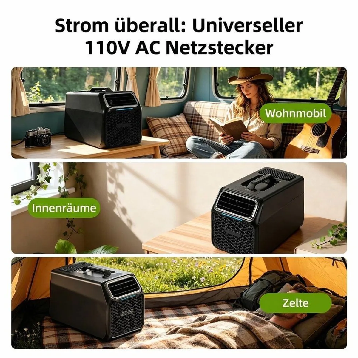 Rolipo Tragbare Camping-Klimaanlage, 4-in-1 Funktionalität — Kühlung, Entfeuchtung, Ventilation, Schlafmodus 3