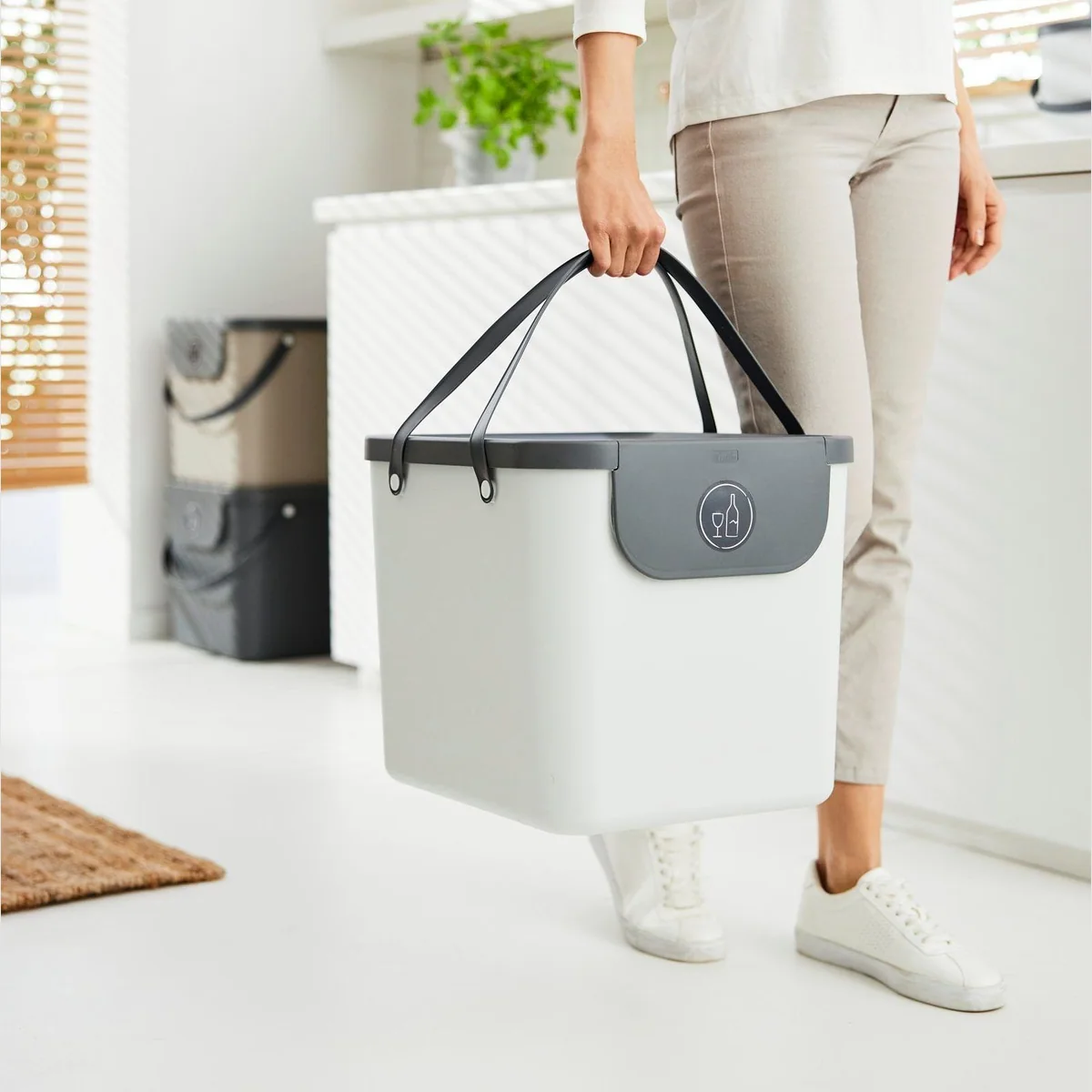 Rotho Albula Mülltrennsystem 40 l, stapelbar, mit Beschriftungsaufklebern 2