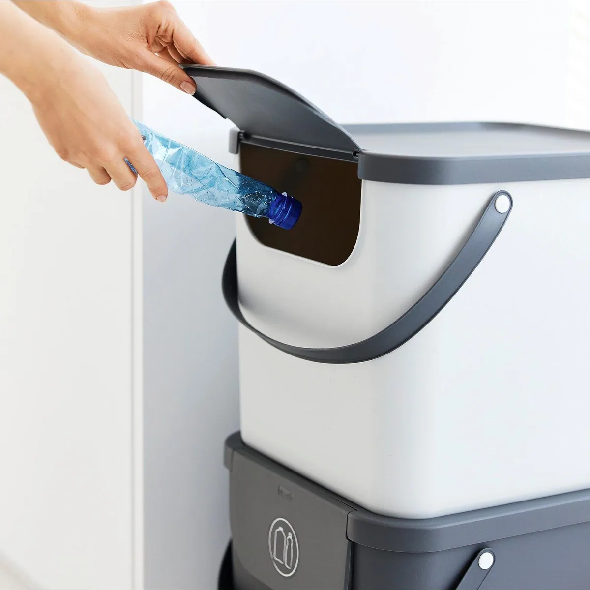 Rotho Albula Mülltrennsystem 40 l, stapelbar, mit Beschriftungsaufklebern 5